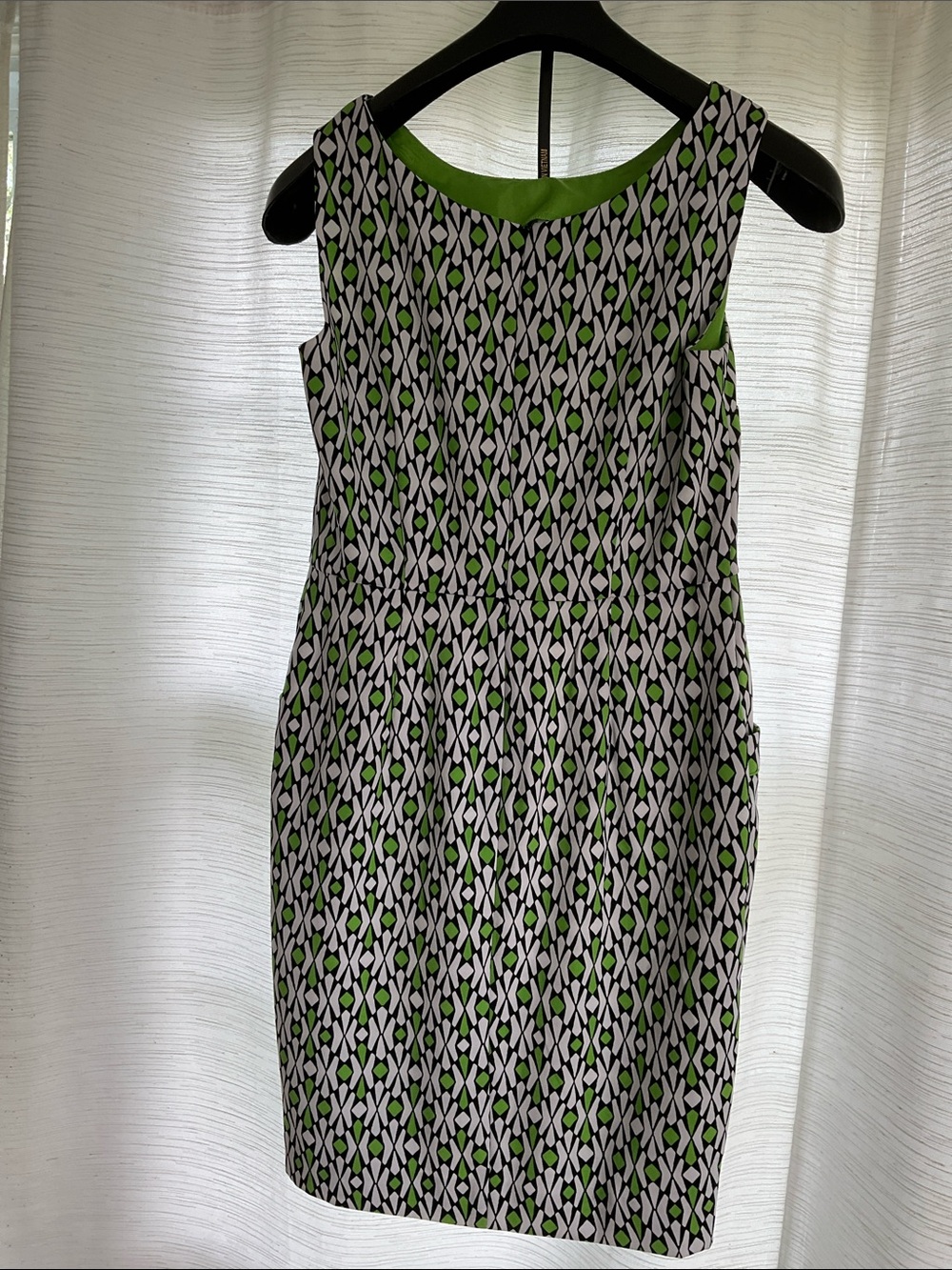 London Times Black, White and Green Geometric Midi Sheath Dress